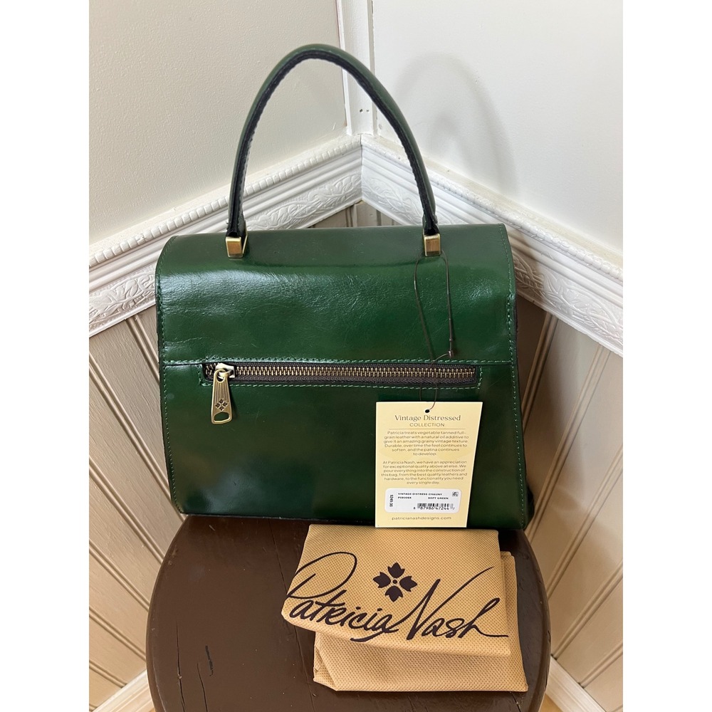 Patricia Nash Chauny Satchel Vintage Distressed Leather Soft Green Bag NWT - Picture 7 of 11
